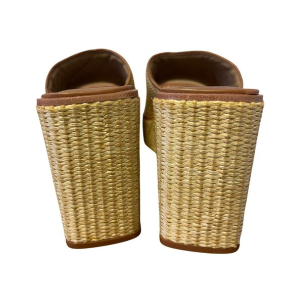 Bernardo Raffia Woven Block Heel Sandals Summer Shoes 9 - Picture 4 of 6